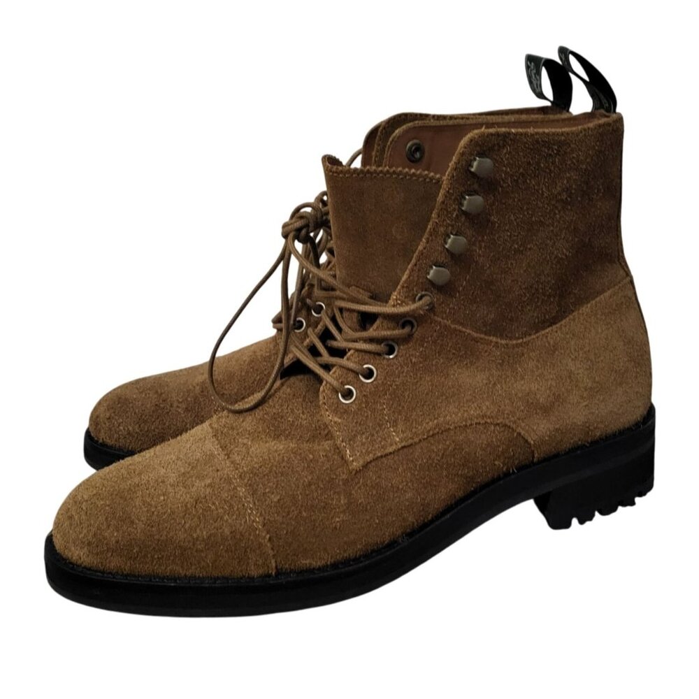 Mens Polo by Ralph Lauren Bryson Brown Suede Leather Cap Toe Lace up Boots 10.5